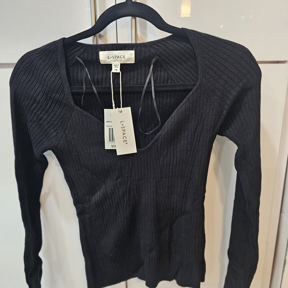 L*Space Black Ribbed Women's Top